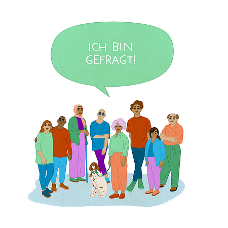 Personengruppe multikulturell und vielfältig