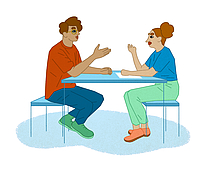 Zwei Personen in einer Interview-Situation