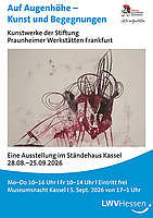 Plakat der Ausstellung "Auf Augenhöhe - Kunst und Begegnungen"