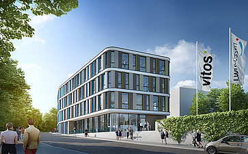Visualisierung des neuen Bürogebäudes im Akazienweg