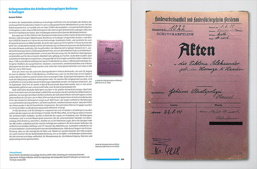 Deckel der Gefangenenakte von Viktoria Aleksander