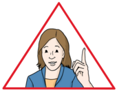 Achtung! Frau mit erhobenem Zeigefinger Achtung! Frau mit erhobenem Zeigefinger