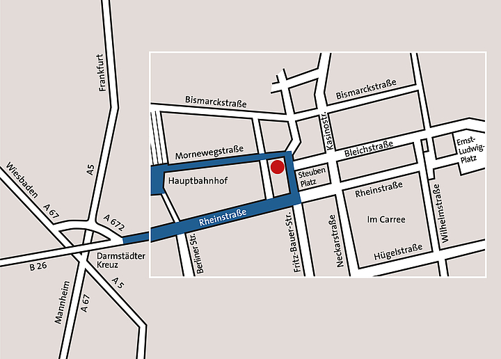 Anfahrtsskizze LWV-Regionalverwaltung Darmstadt