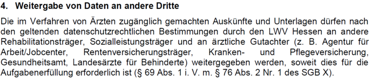 Textauszug Punkt 4. Befreiung von der ärztlichen Schweigepflicht