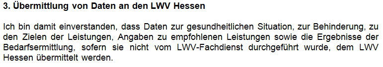 Textauszug Punkt 3. Befreiung von der ärztlichen Schweigepflicht